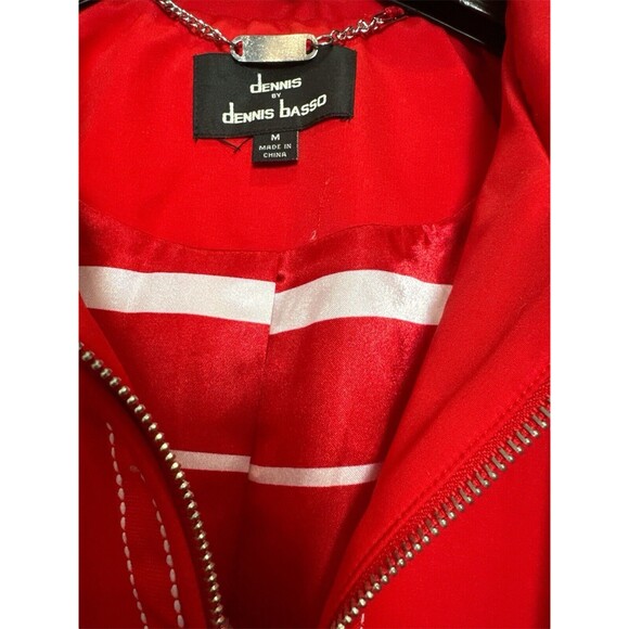 Red Dennis Basso Women's Zipper Front Lined Coat Removable Hood Jacket Size Med - Picture 4 of 11